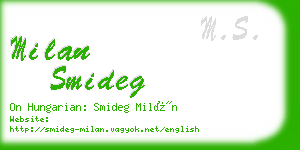 milan smideg business card
